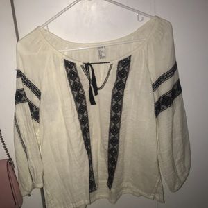 Cream and black, bohemian style top
